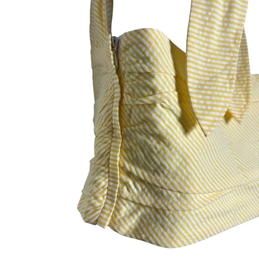 Bernadette Marilyn Striped Cotton Seersucker Halter Top Yellow Size 8 Medium 38 - Picture 5 of 9